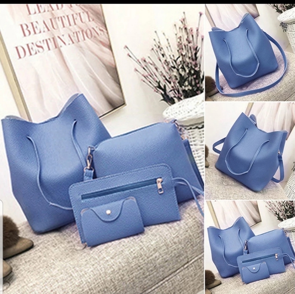 4pc Blue Purse Set